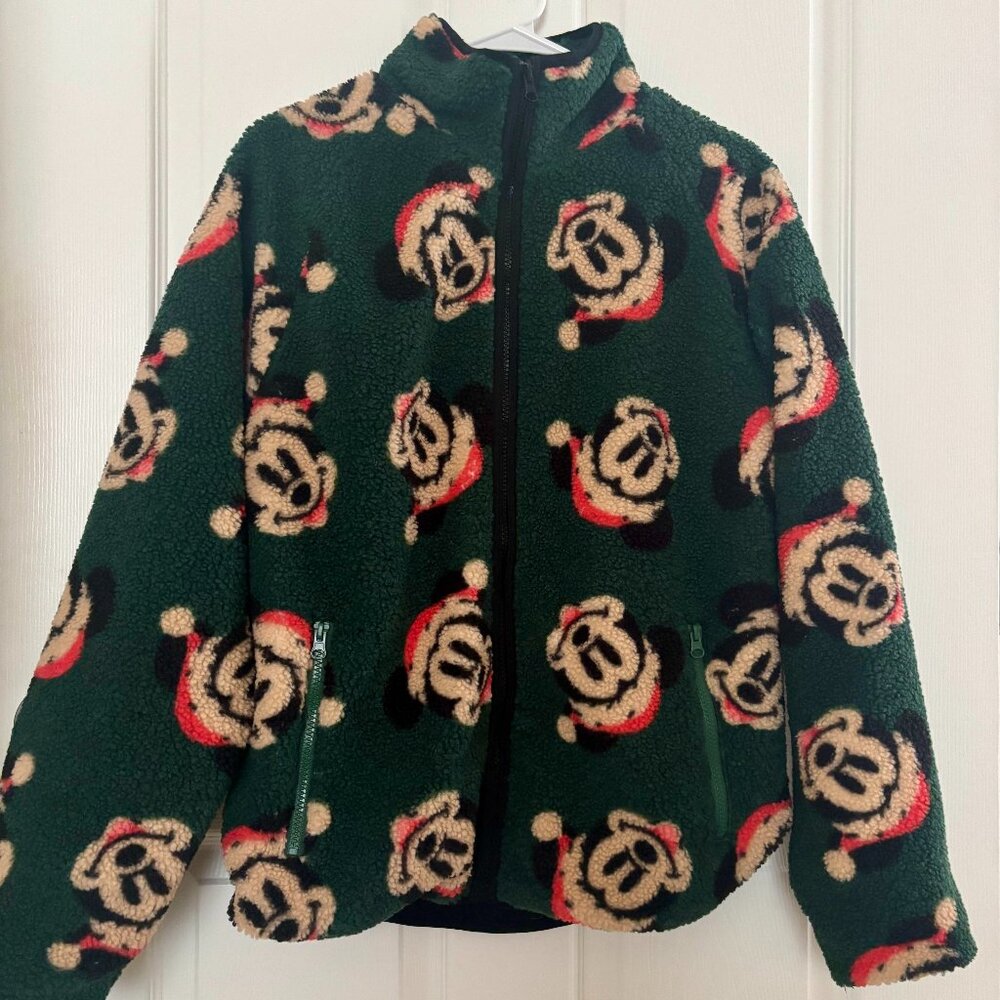 Disneyland Santa Mickey Fuzzy Jacket Unisex S - Like New